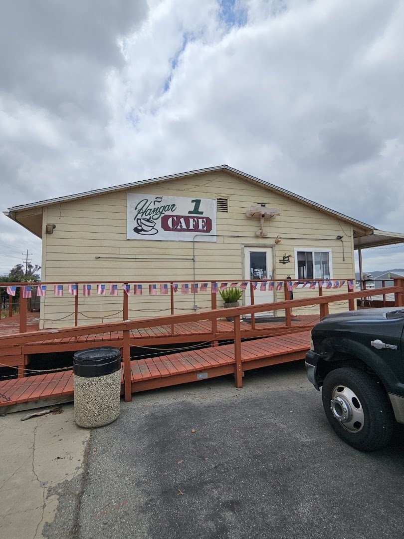 Cafe entrance with parking nearby